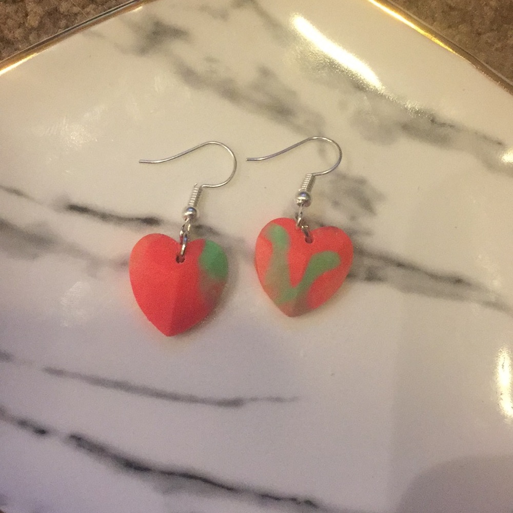 Handmade Polymer Clay Earrings - Heart